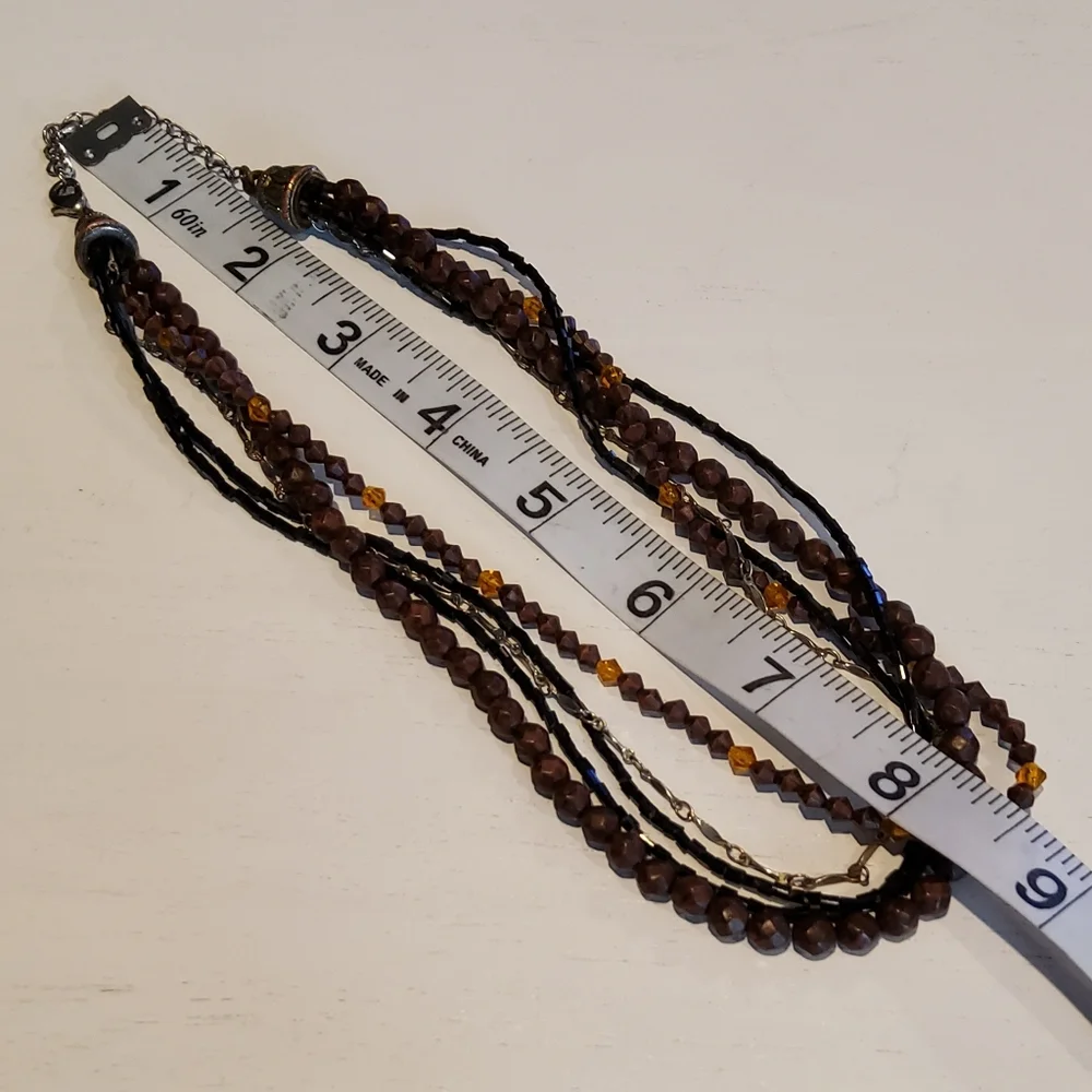 Beaded Necklace Multi Strand Boho Autumn Brown Orange Earthy Autumn Accessory